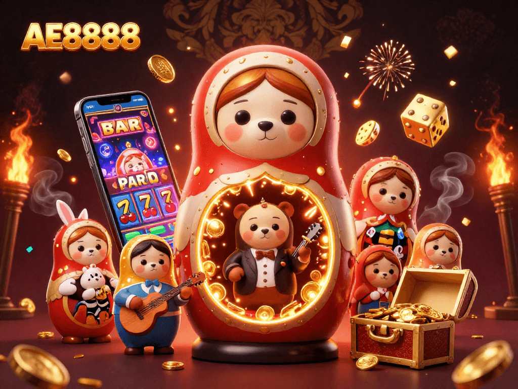 Play the exciting AE8888 slots featuring vibrant characters and a jackpot explosion!