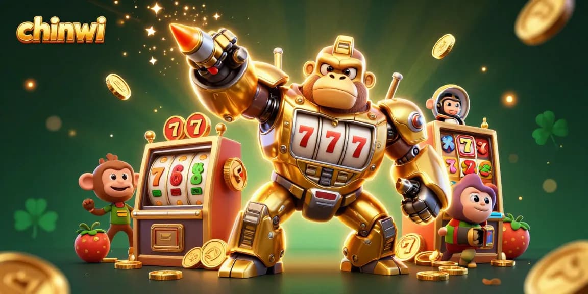 Experience thrilling gameplay with chinwi's exciting slot machine-themed illustration featuring dynamic characters and action.