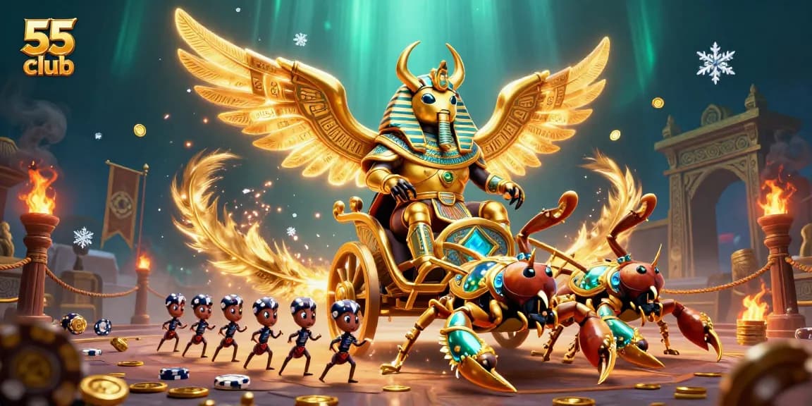 Join 55club today and immerse in an exciting chariot-drawn adventure with golden beetles!