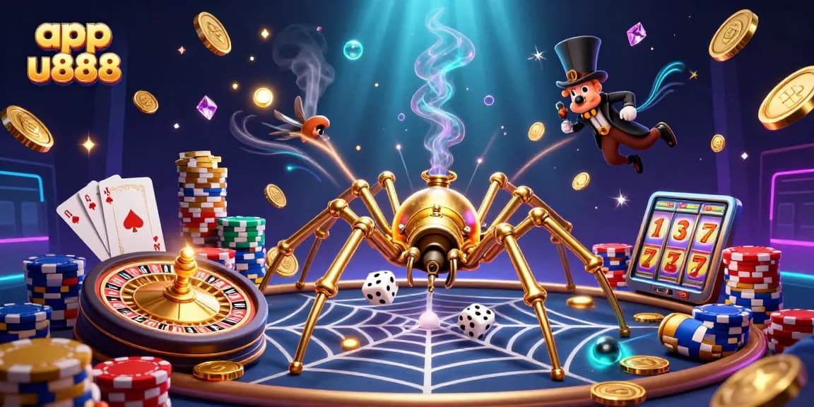 Win big with app u888 as the golden spider crafts an intricate web of chance and fortune.
