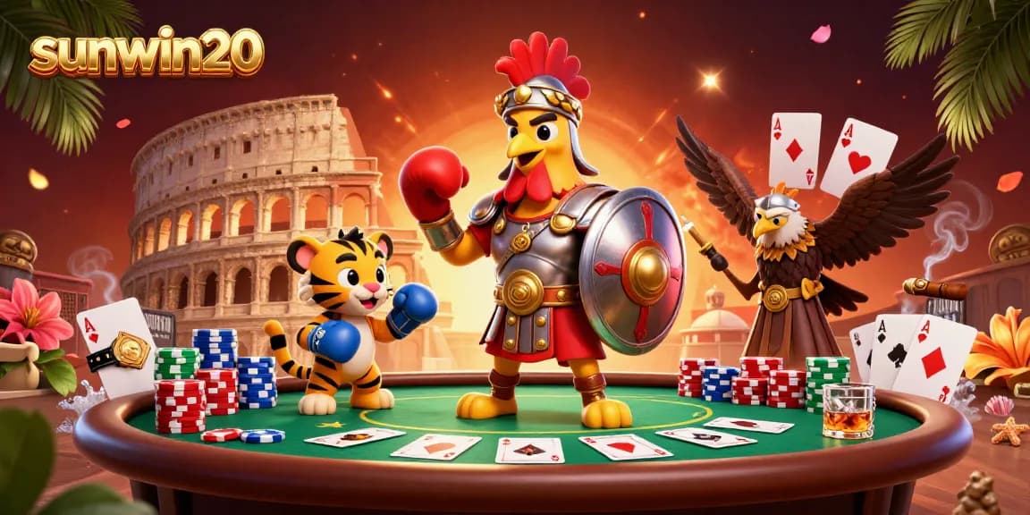 Experience thrilling action with sunwin20 in this vibrant casino scene featuring a gladiator rooster.