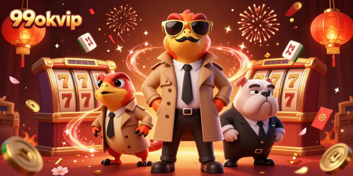 Engage with the exciting world of 99okvip at a whimsical casino scene with animated characters.