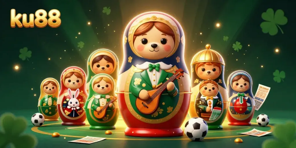 Experience thrilling sports betting with ku88 amidst lively 3D characters and vibrant casino elements.