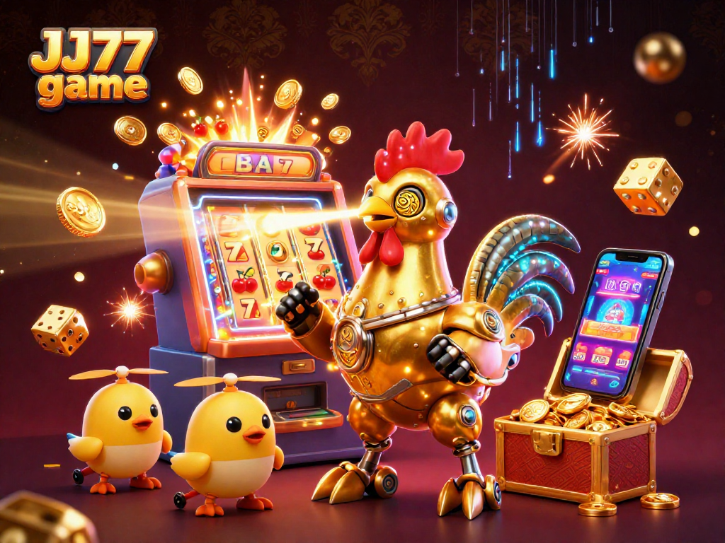 Experience the thrill of JJ77 game with an exciting illustration of high-energy casino visuals!
