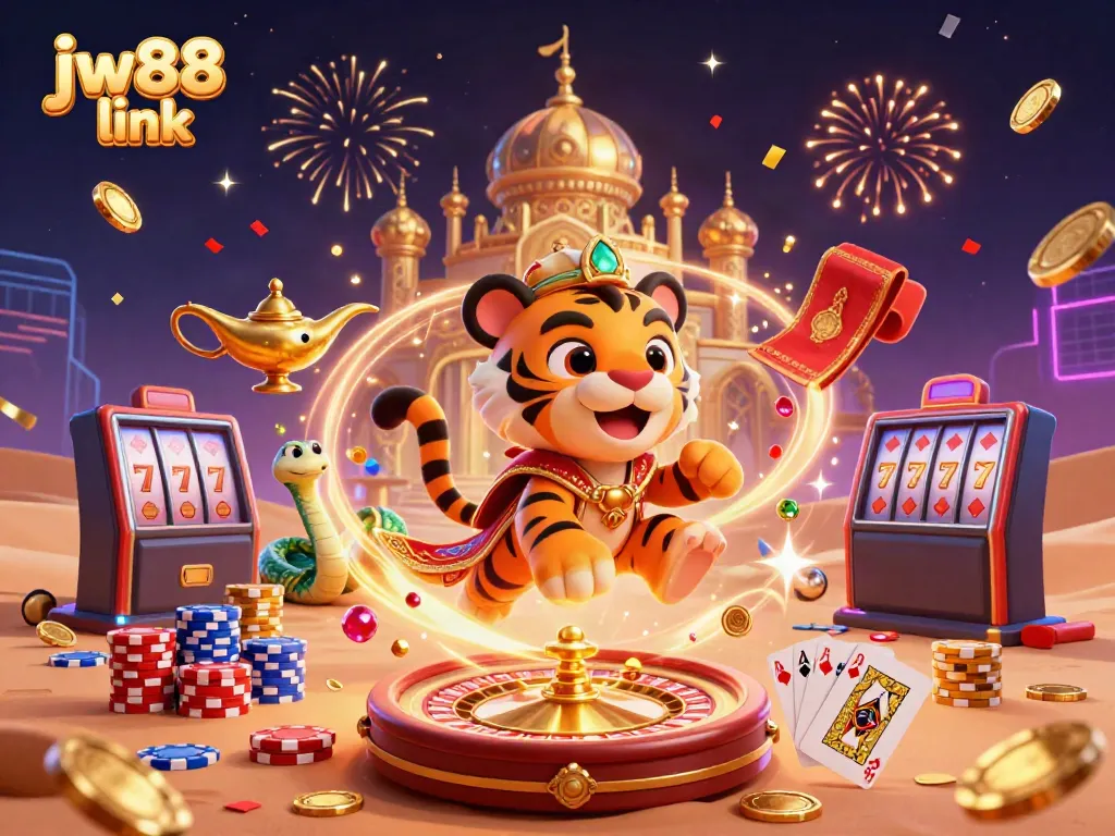Experience the magic of gambling with the jw88 link in this dynamic 3D casino scene.