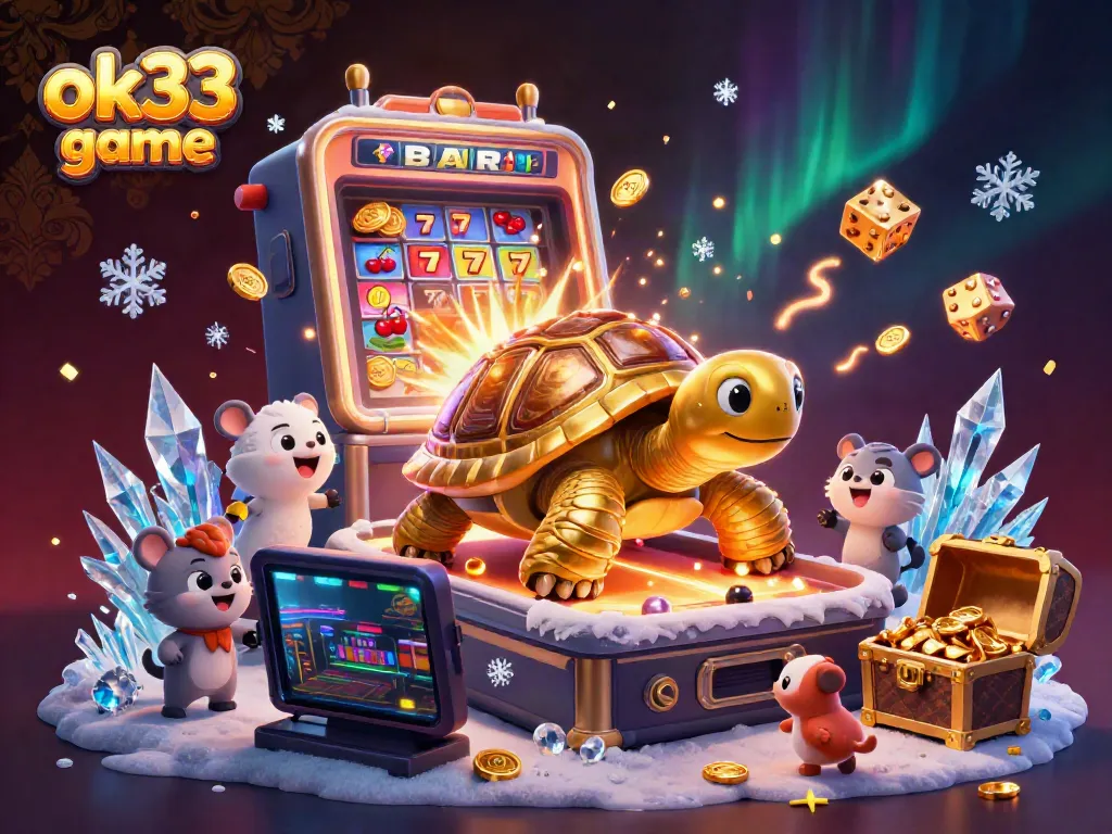 Experience thrilling excitement with ok33 game in a vibrant casino-themed illustration featuring lively characters.