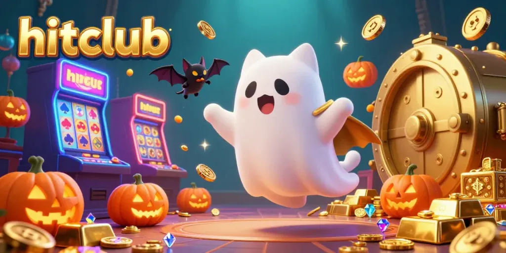 Experience thrilling gameplay with hitclub's vibrant casino atmosphere, featuring ghost cat and bat companions.