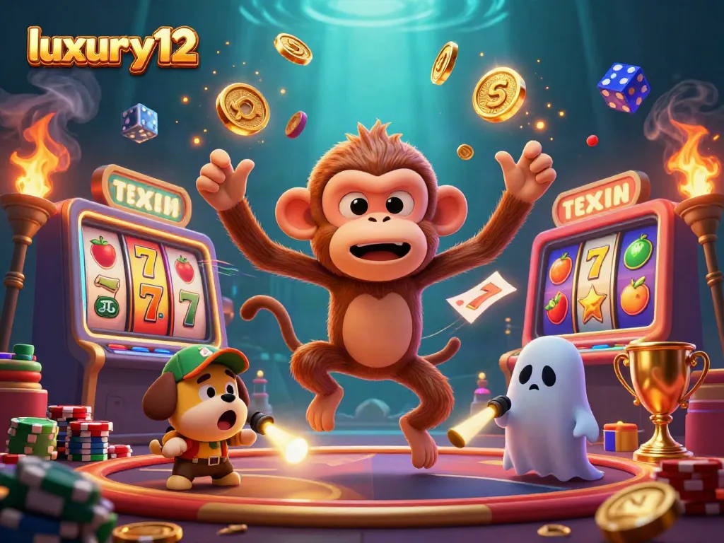 Engage with luxury12's thrilling slot games featuring a playful ghost and exciting golden elements.