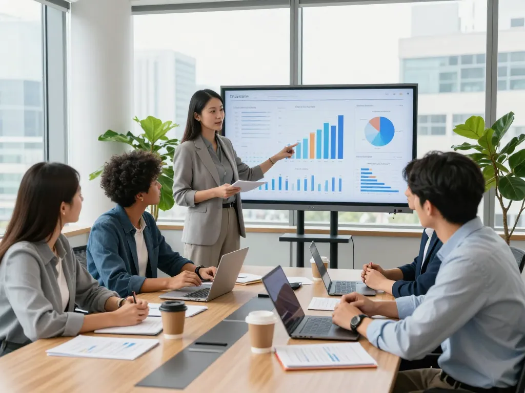 Dynamic collaboration among search firms professionals enhancing strategic planning in a modern office.