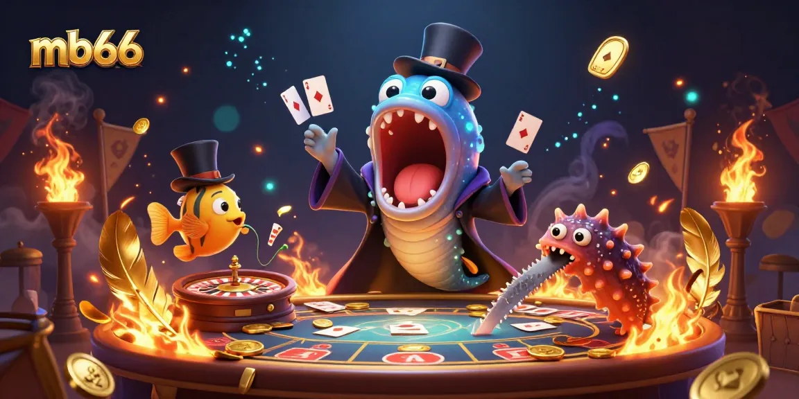 Engage with mb66 at a vibrant casino scene featuring magical creatures and gambling elements.
