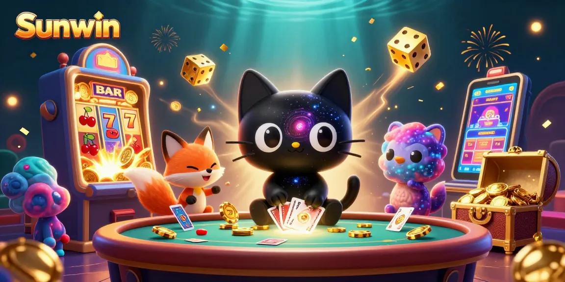 Experience thrilling moments with Sunwin as the cosmic cat pulls in casino winnings.