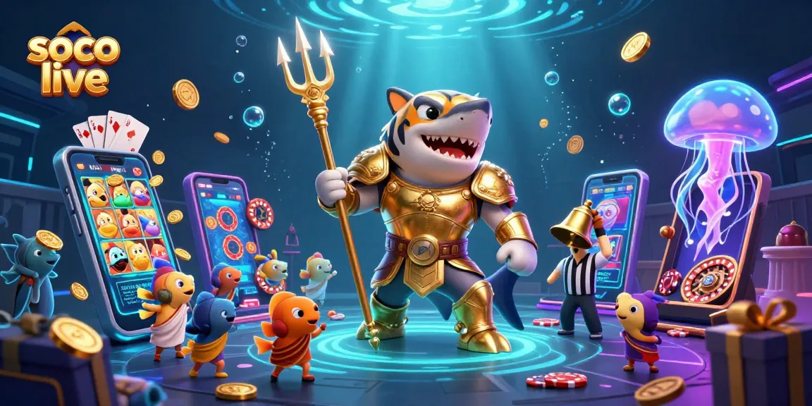 Play exciting games on soco live with vibrant 3D visuals of slots, poker, and celebrations