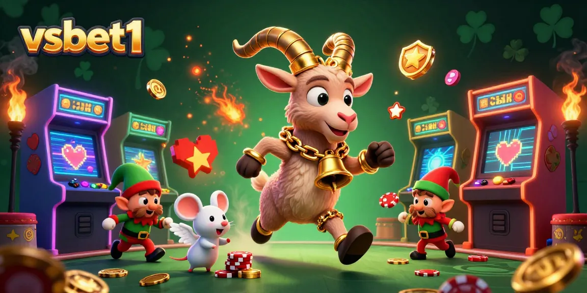 Engage in festive gaming fun with vsbet1, featuring Krampus and cheerful scenes from a holiday casino.