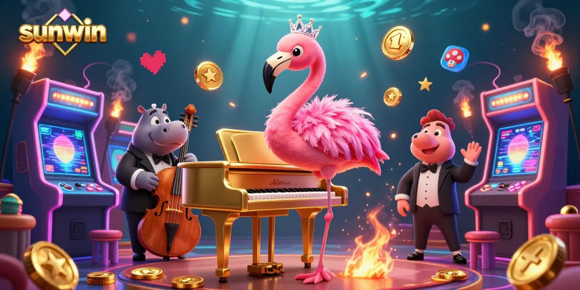 Experience exhilarating games at sunwin with vibrant casino characters in this lively 3D illustration.