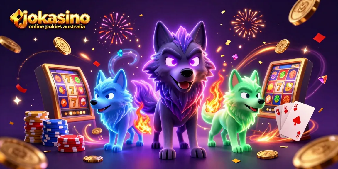 Engage in thrilling gameplay with jokacasino online pokies Australia, highlighted by a dynamic 3D illustration.