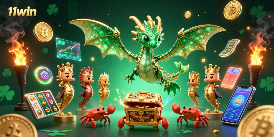 Engage with 11WIN's treasure-filled adventure featuring a sea dragon and crypto elements.