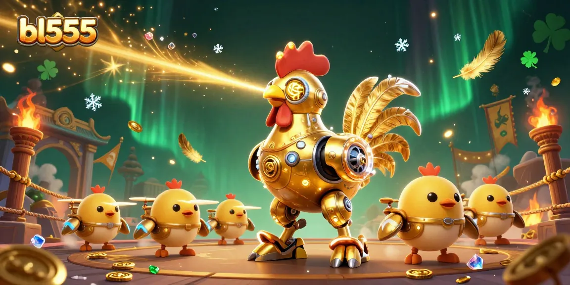 Engage with the thrilling world of bl555 featuring a golden rooster robot and dynamic betting elements.